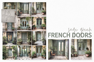 Sage Green French Doors Paintings