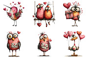 Whimsical Quirky Valentine Birds PNG, an Illustration by CraftArtStudio (Thumbnail 4 of 6)