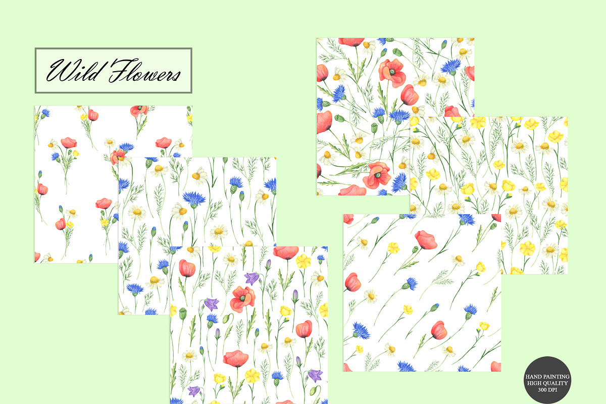 Wildflower Seamless Patterns, an Illustration by OlDm_Shop (Photo 8 of 10)