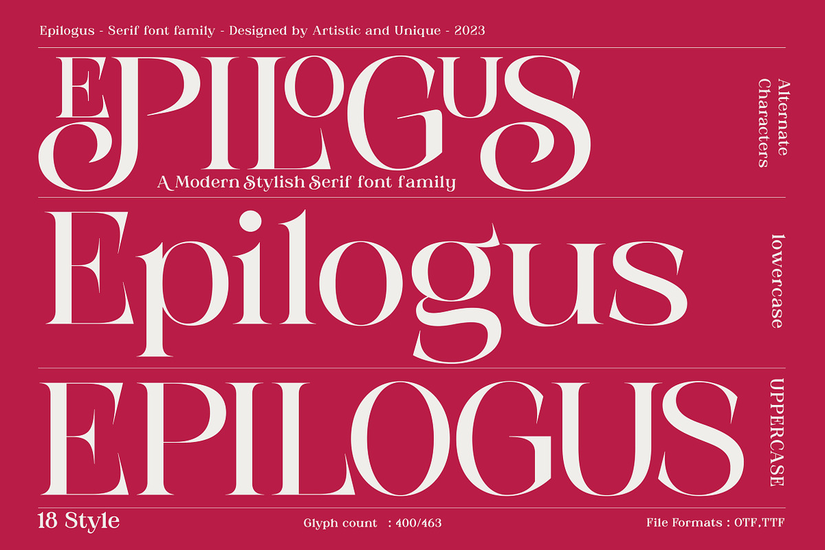 Epilogus - Serif font family, a Serif Font by Artistic & Unique (Photo 3 of 15)