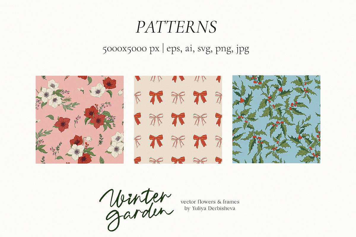 Winter Garden vector flowers frames, an Object Graphic by Yuliya Derbisheva (Photo 11 of 11)