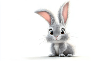Adorable Gray Bunny Rabbit Sitting C, an Animal Photo by Pixeness Studio