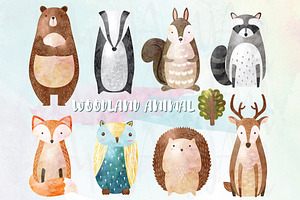 Watercolor Woodland Animal Collectio