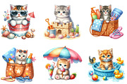 Cute Summer Kittens Clipart Bundle, an Illustration by DreamArtGraphic (Thumbnail 4 of 4)