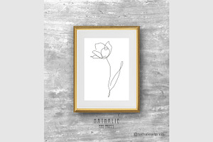 Tulip Digital Print. Line Art