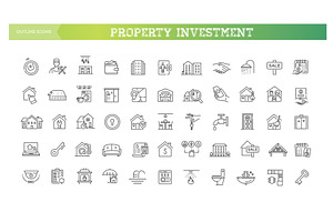 Property investment icons, an Outline Icon by Tettygreen