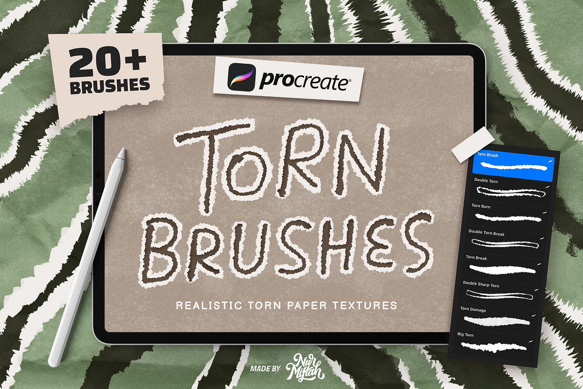 Procreate Torn Brushes, a Brush Add-On by Nurmiftah (Photo 1 of 8)