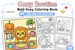 Cozy Routine Coloring Pages for Kids, a Decorative Illustration by Ink Gallery