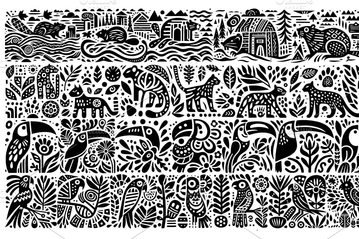 Vintage Animals and Pets Folk Art, a Decorative Illustration by devastd (Photo 8 of 29)