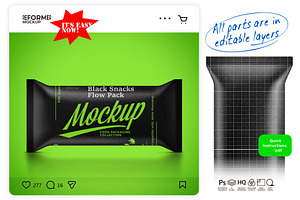 Black Snack Bar Mockup, a Packaging Mockup by Reformer Mockup