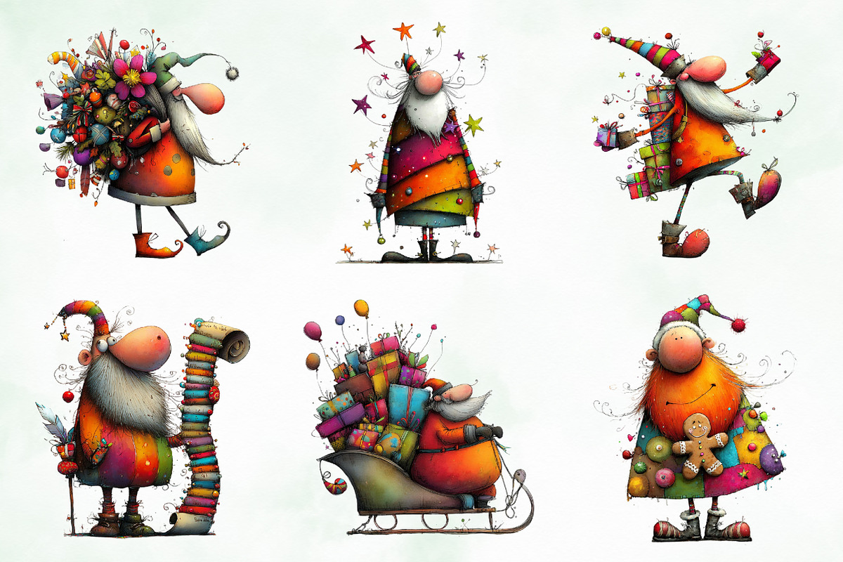 Quirky Santa, Funny Santa Clipart, an Illustration by Creative Art (Photo 5 of 10)