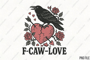 Crow Raven Valentine F-CAW- LOVE PNG, an Illustration by CraftArtStudio