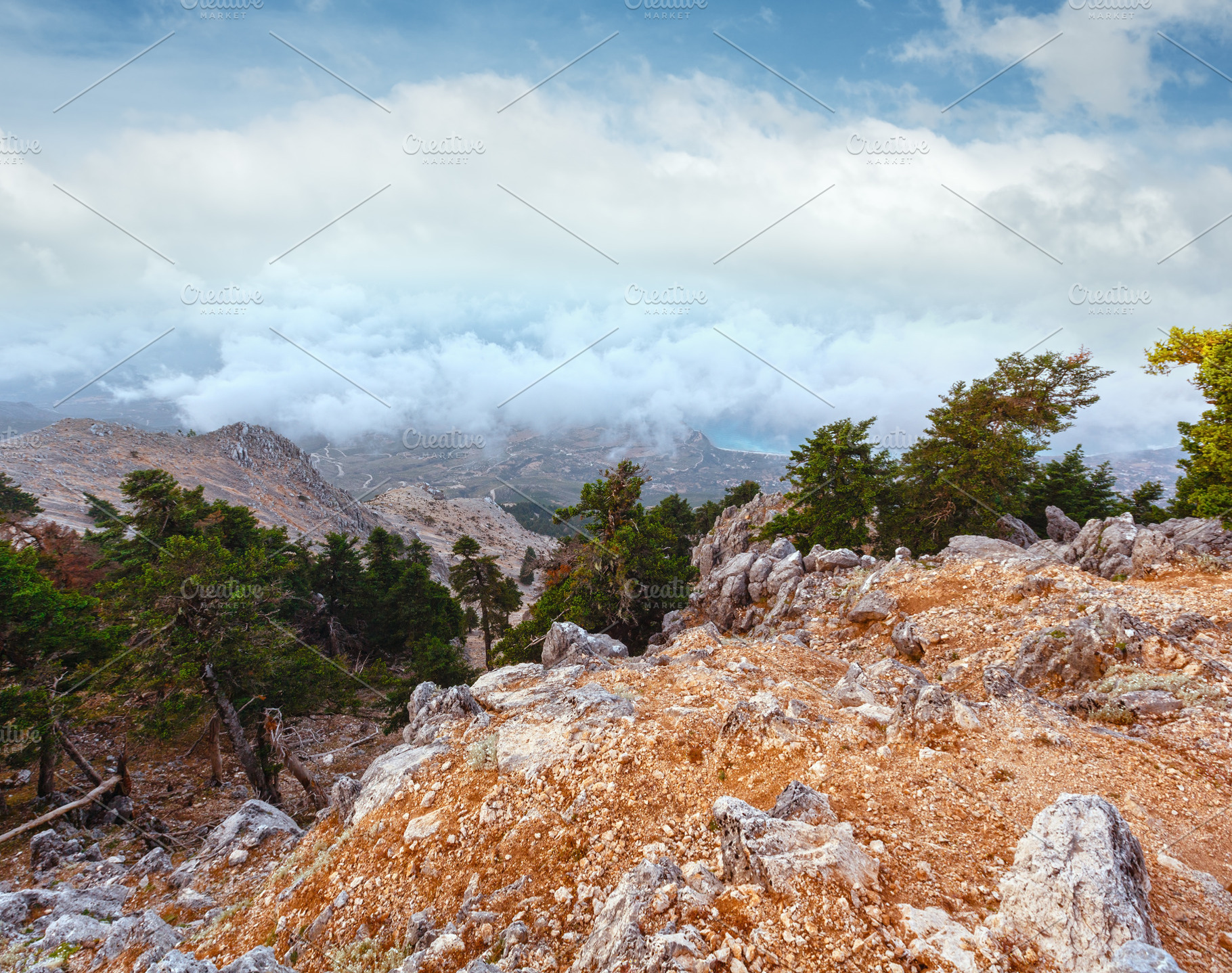 Summer morning cloudy top view of Mount Aenos (Kefalonia, Greece, a Nature Photo by YuriyB