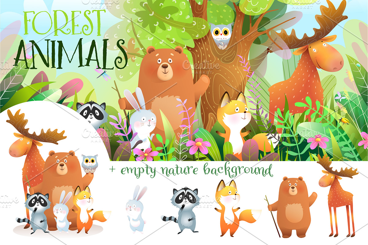 Animals in the Forest Kids Cartoon, an Animal Illustration by Popmarleo Shop (Photo 1 of 5)