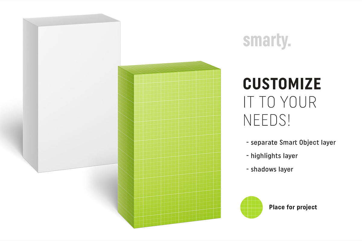 Universal box mockup 95x155x55, a Packaging Mockup by Smarty Mockups (Photo 2 of 5)