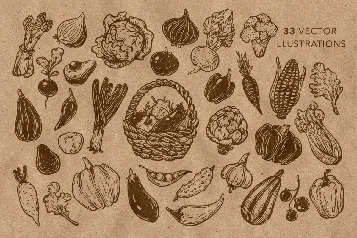 Vector Vegetables. Illustrations., a Food Illustration by Olga Olmix (Photo 2 of 8)