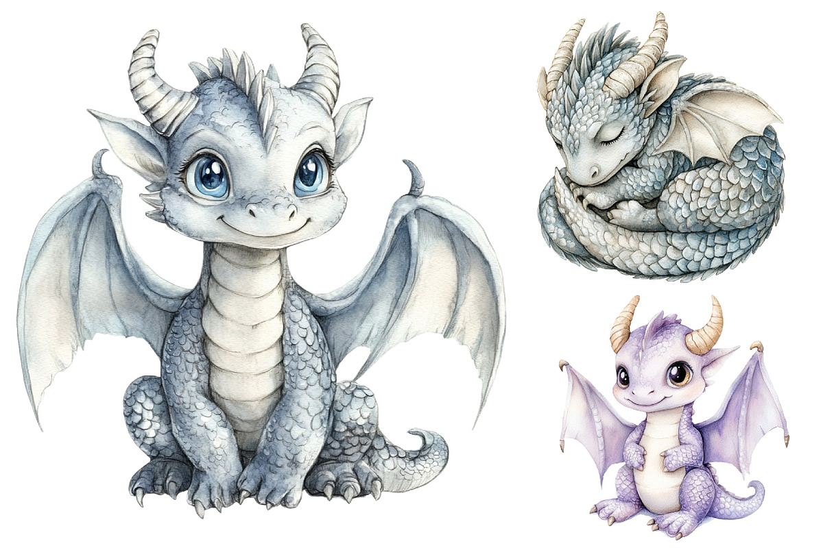 Watercolor Dragon Clipart, a Seasonal Illustration by CitraGraphics (Photo 5 of 5)