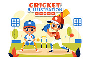 9 Cricket Player Illustration, a Sport Illustration by denayunebgt (Thumbnail 1 of 3)