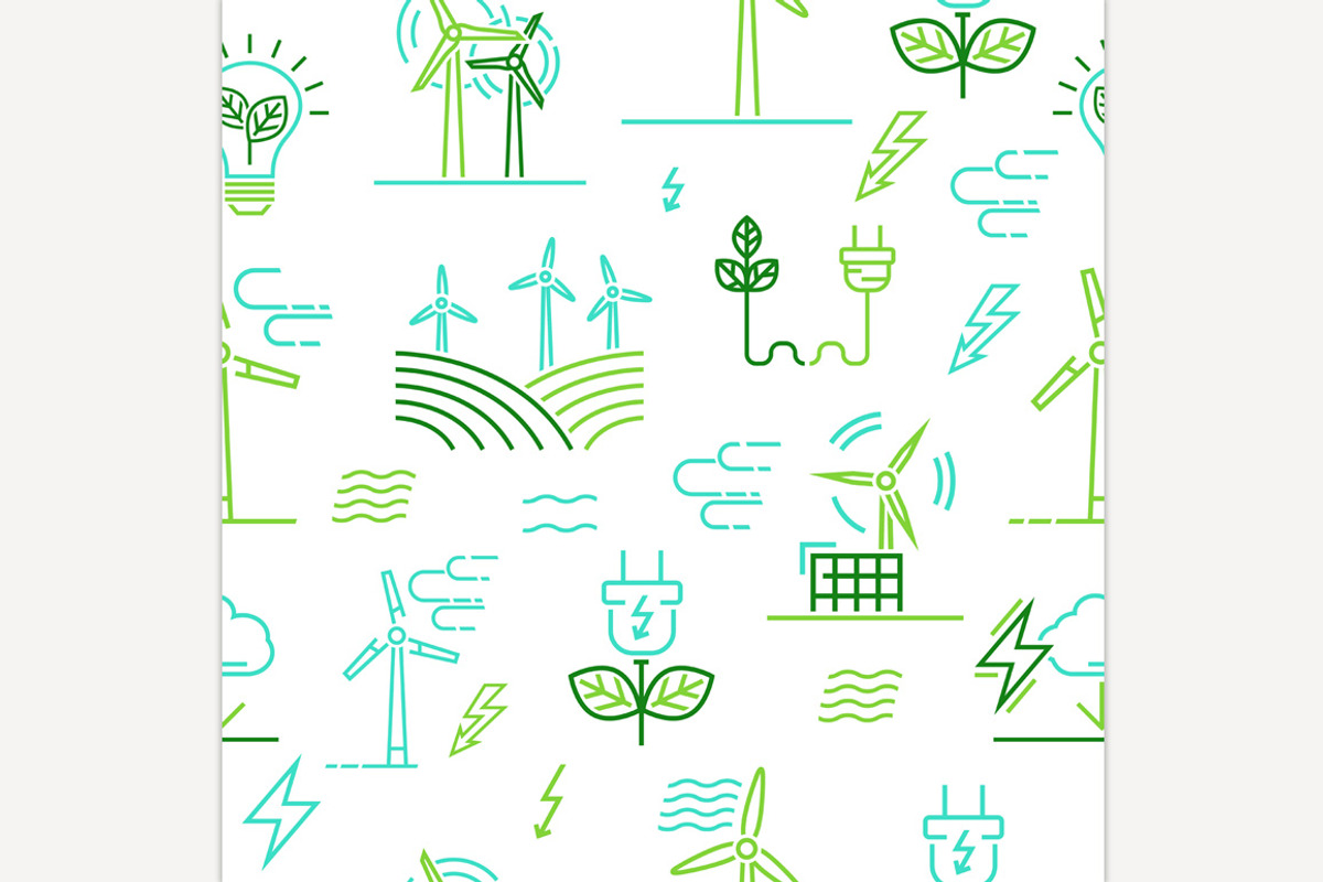 Wind power seamless pattern. Vector, a Pattern Graphic by Anna's Shop