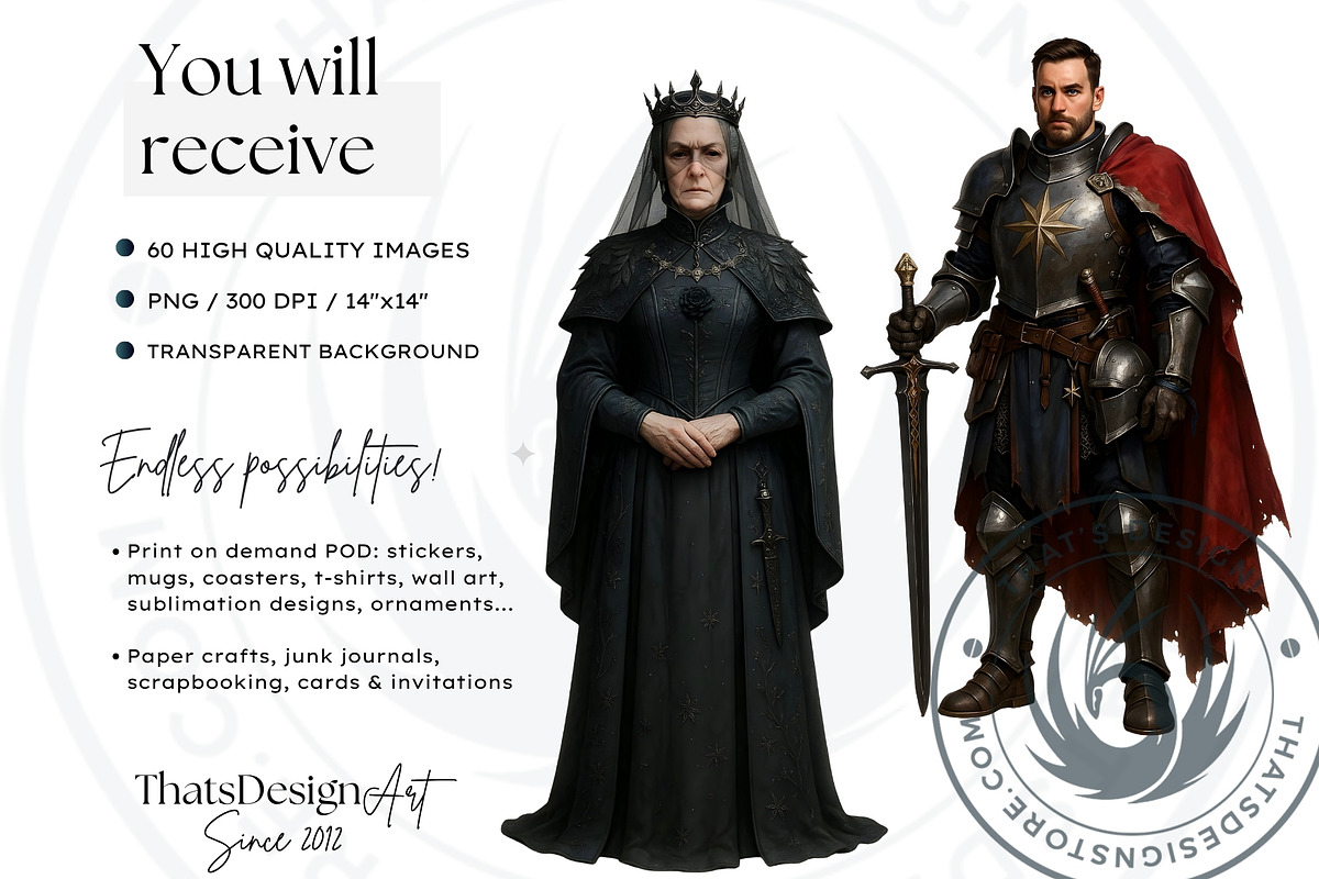 Royal court characters clipart Set, a Person Illustration by ThatsDesignArt (Photo 2 of 10)