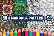 150 Mandala Pattern Coloring Pages, an Illustration by BrightMart (Thumbnail 1 of 3)