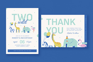 Blue Animal Kids Birthday Invitation, an Invitation Template by Vynetta