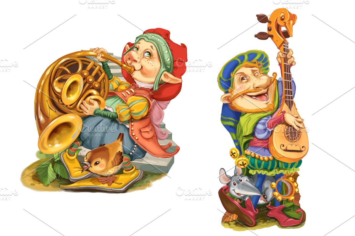 Five magical elves musicians., an Illustration by Adamskyistudio (Photo 2 of 3)