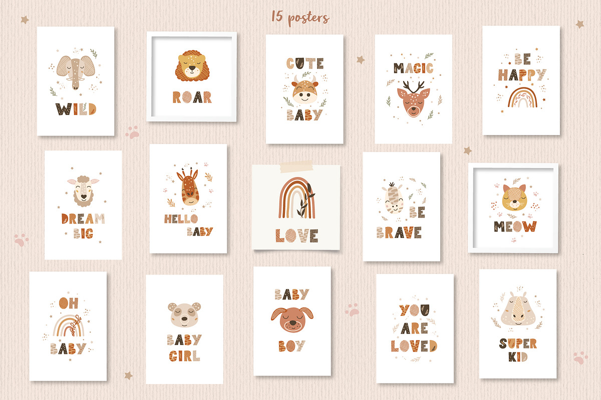 Animal Faces and Boho Rainbow Bundle, an Animal Illustration by DearLetters (Photo 11 of 14)