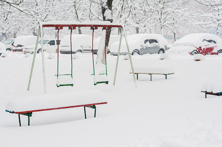 heavy snow fall asleep playground and car, a Nature Photo by TanaCh