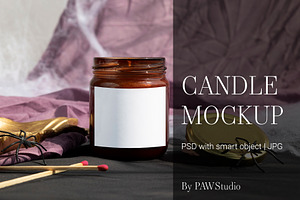 Halloween Candle Mockup Label fall