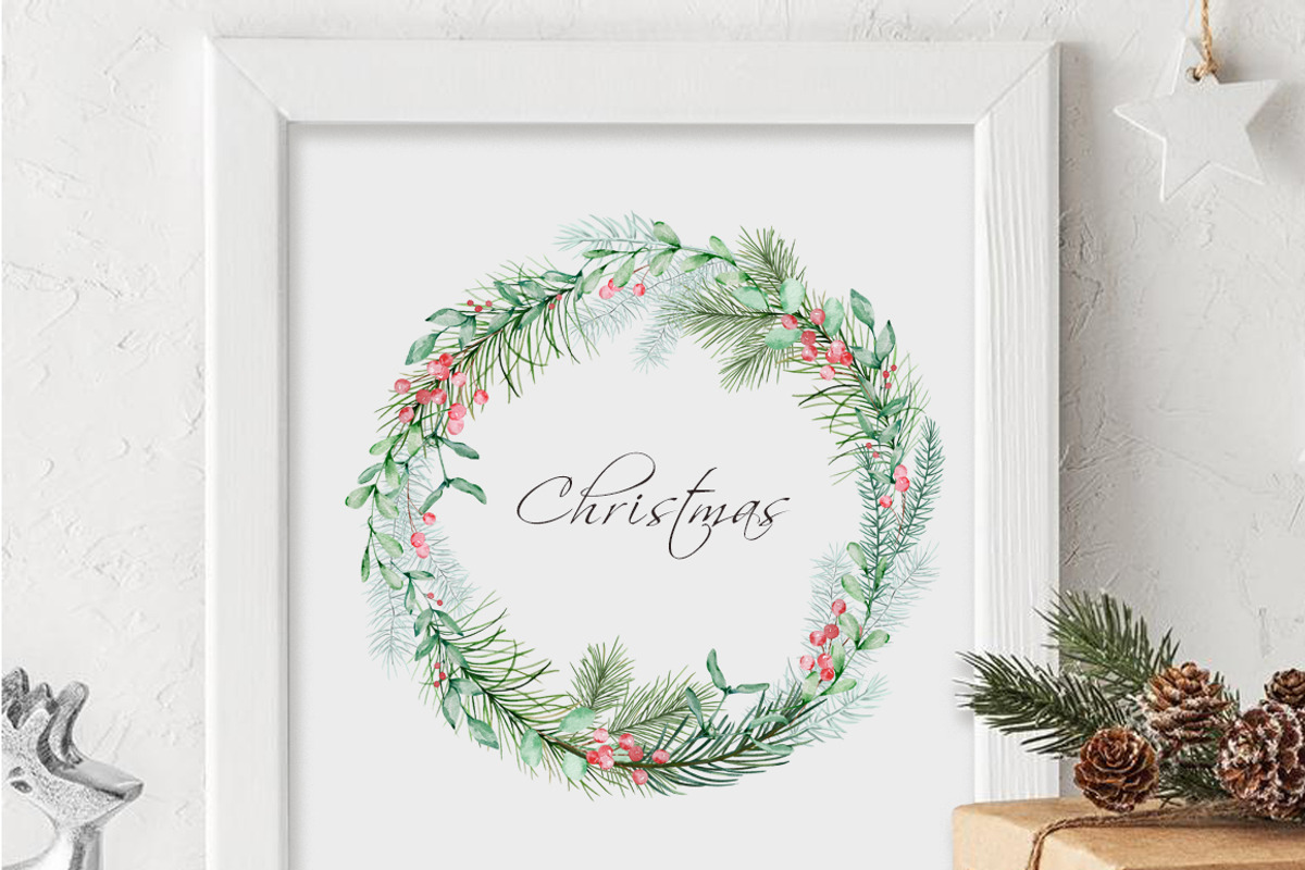 Watercolor Elegant Christmas Clipart, a Seasonal Illustration by SvetaArtStore (Photo 6 of 8)