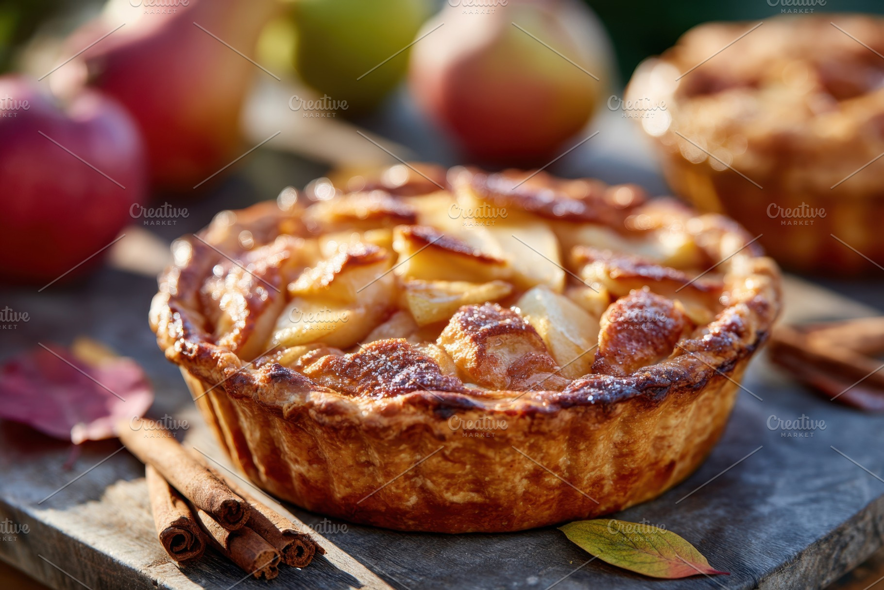 Freshly baked apple pie with lattice crust, a Food & Drink Photo by AlyaAnd