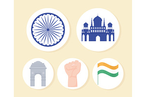 indian flat icons, an Illustration by studiogstock