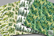 Watercolor Forest Camping Green Tree, a Pattern Graphic by Fine Purple Elephant (Thumbnail 2 of 5)