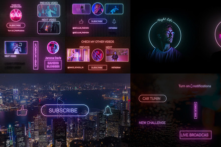 Neon Social Media Pack Premiere Pro, a Marketing Template by SweetMotion
