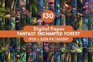 Fantasy Enchanted Forest  Paper, a Background Graphic by LA Design