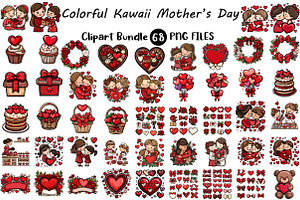 Colorful Kawaii Mother's Day Clipart, an Illustration by Digital Artistic99