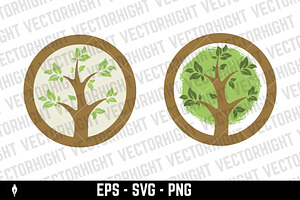 Logo Template With Tree In Circle.