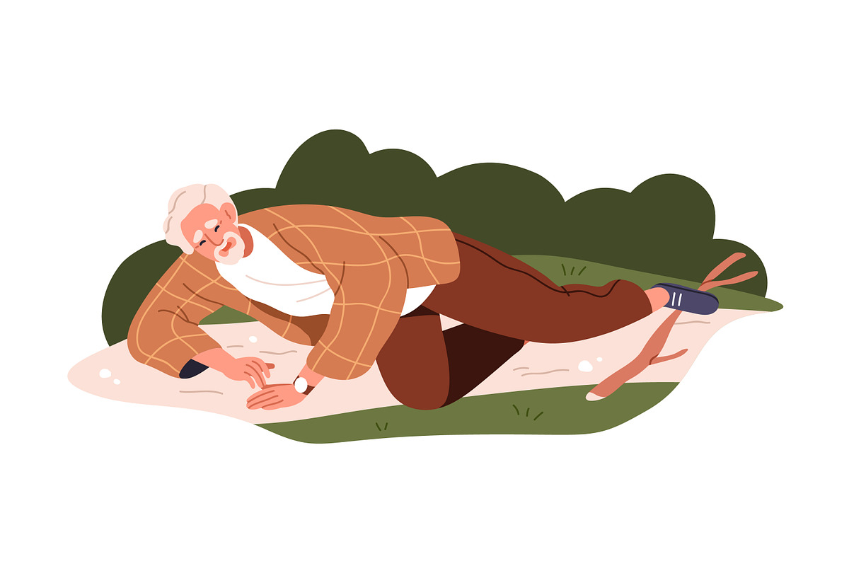 Old people fall down by accident set, a Person Illustration by Good Studio (Photo 6 of 7)