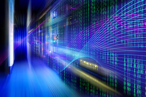 abstract image of Light traces. visualization  hacker attacks on information data server