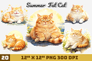 Summer Fat Cat Watercolor, an Illustration by Gemstone (Thumbnail 1 of 12)