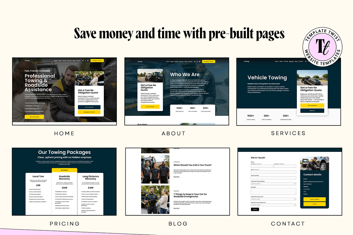 Towing Squarespace Template, a Squarespace Template by Template Twist Shop (Photo 3 of 9)