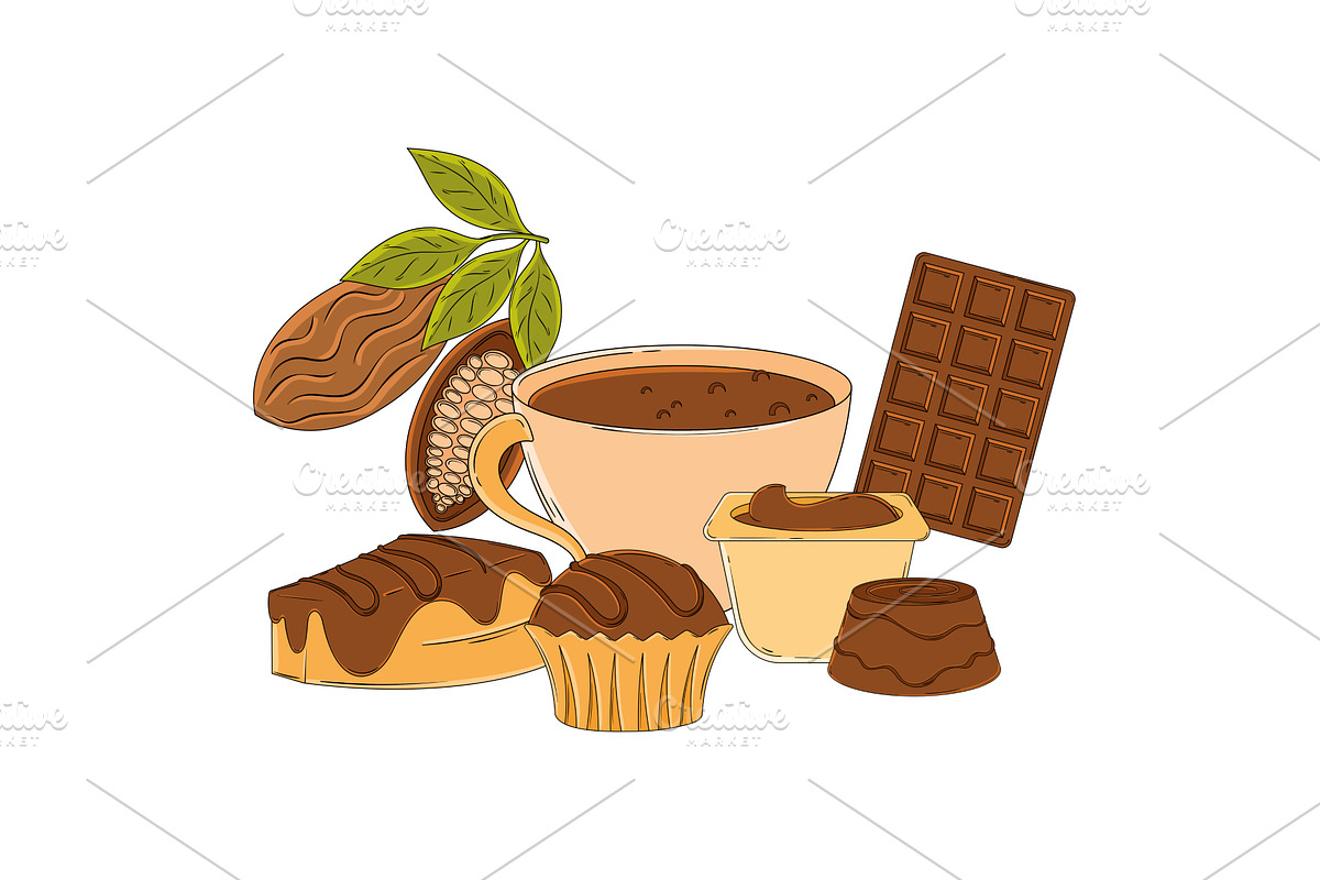 Sweet cocoa mix layout. Vector, a Food Illustration by studioDK