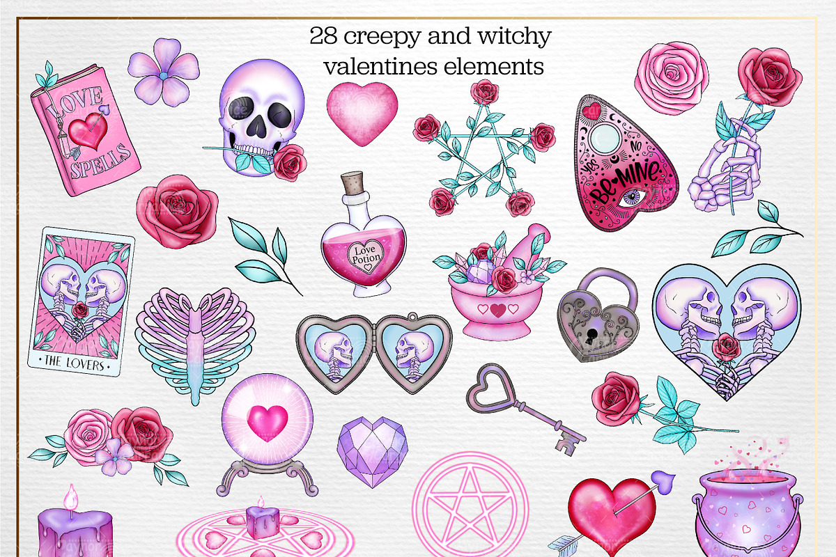 Love Spell Valentines bundle, an Illustration by Gaynor Carradice Designs (Photo 2 of 4)