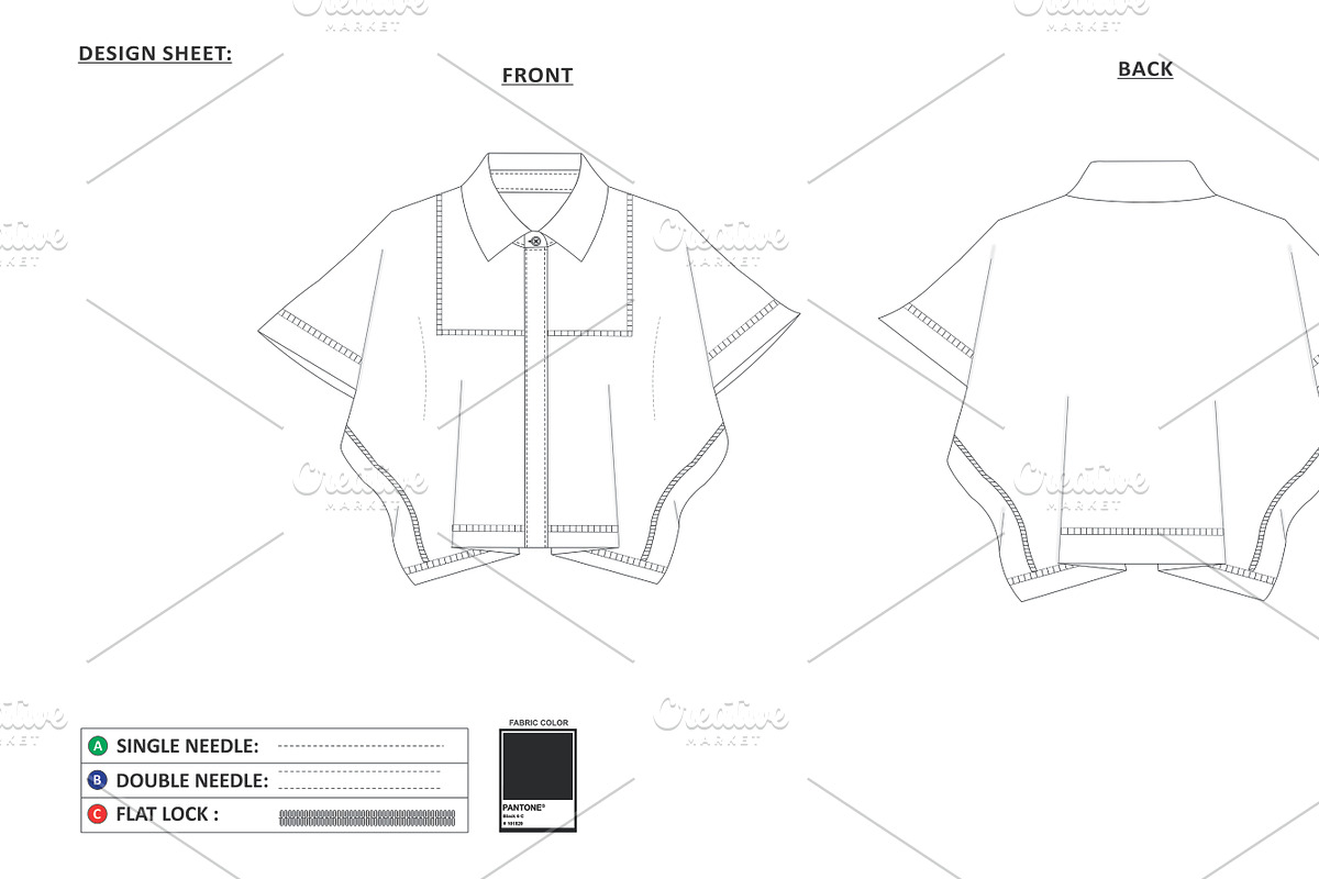 Women's shirt kaftan top technical, a Work Illustration by Fashion template hub (Photo 2 of 6)