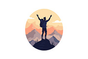 Sunset Hiking Silhouette  Bundle, an Object Graphic by yasushie (Thumbnail 7 of 16)