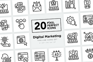 Digital Marketing Pixel Perfect Icon, an Outline Icon by Alex Blogoodf