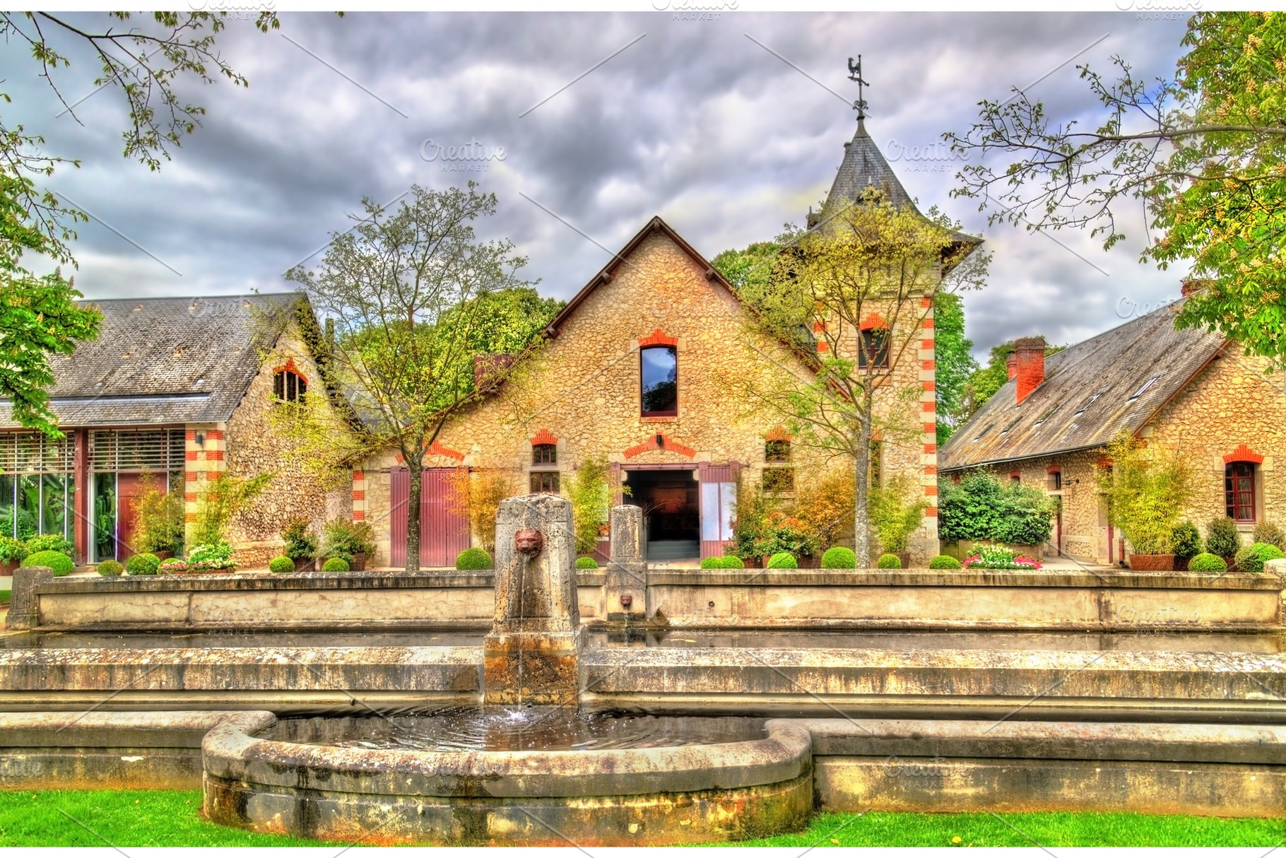 Buildings at the Chateau de Chaumont-sur-Loire, a castle in the Loire, an Architecture Photo by Leonid Andronov