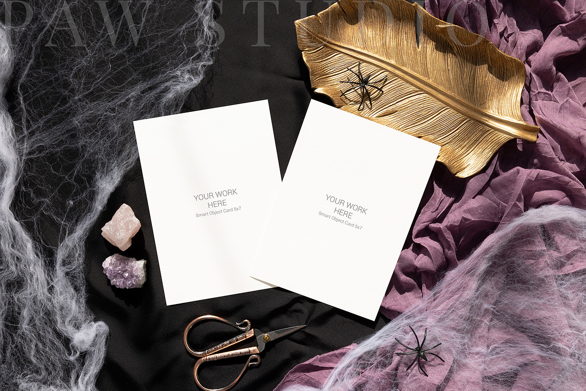 Halloween Card Mockup 5x7 2c5 fall, an Advertising Mockup by PawMockups (Photo 2 of 10)