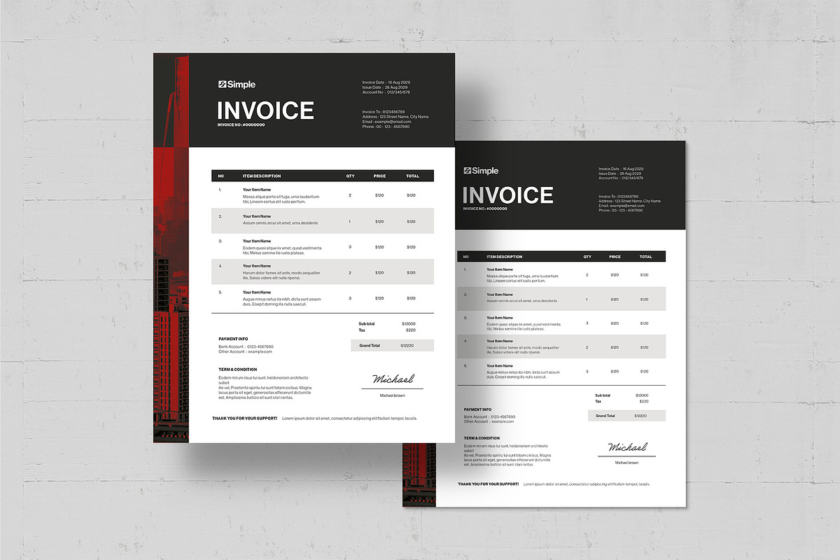 Invoice Template, a Stationery Template by BrandPacks (Photo 2 of 4)